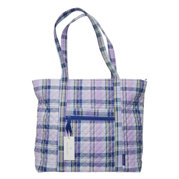 Vera Bradley Small Vera Tote Quilted in Amethyst Plaid Travel Shoulder Bag NWT - Picture 7 of 10